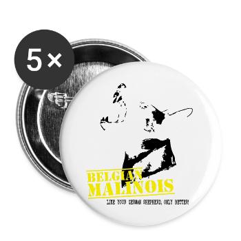 Malinois - Buttons groß 56 mm (5er Pack) - Weiß - Vorne