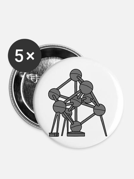 Atomium Brüssel 2 - Buttons groß 56 mm (5er Pack) - Weiß