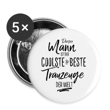 trauzeuge der Beste (s) - Buttons groß 56 mm (5er Pack) - Weiß - Vorne