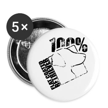 FLAT COATED RETRIEVER 100 Hunde Hund Wilsigns - Buttons groß 56 mm (5er Pack) - Weiß - Vorne
