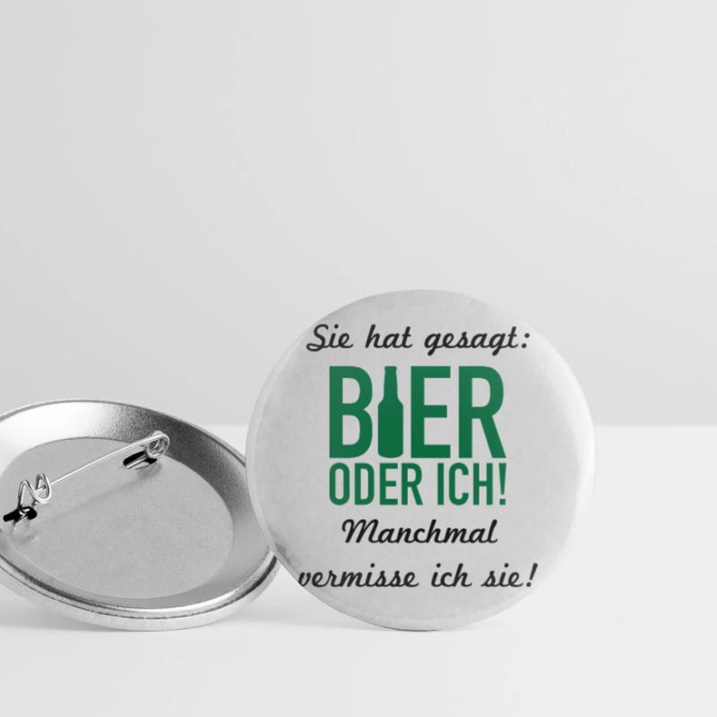 Bier oder ich Buttons groß 56 mm (5er Pack)