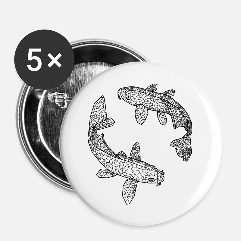 fish - Buttons large 2.2''/56 mm (5-pack) - white