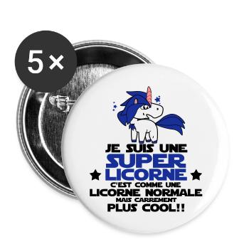 une super licorne - Lot de 5 grands badges (56 mm) - blanc - Devant