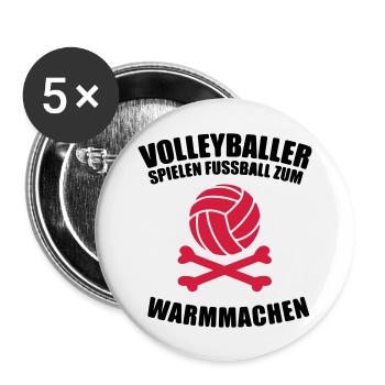 Volleyballer spielen Fußball zum warm machen - Buttons groß 56 mm (5er Pack) - Weiß - Vorne