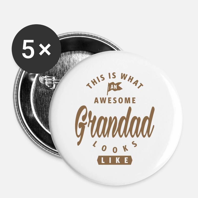 Awesome Grandad - Buttons large 2.2''/56 mm (5-pack) - white