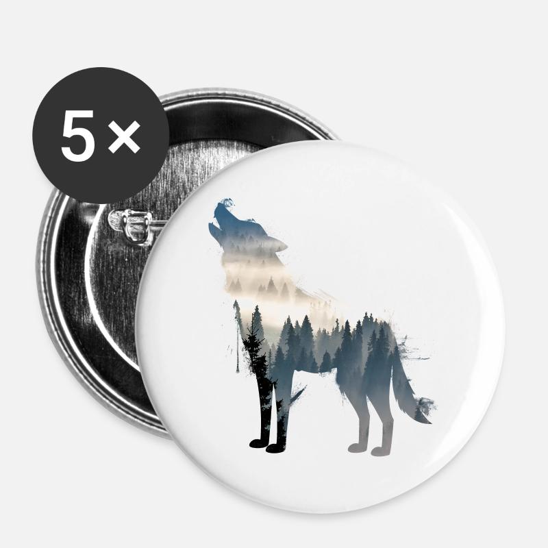 wolf - Buttons large 2.2''/56 mm (5-pack) - white