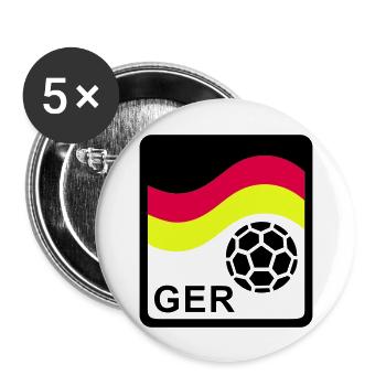 Fußball Deutschland (Quadrat) 02 - Buttons groß 56 mm (5er Pack) - Weiß - Vorne