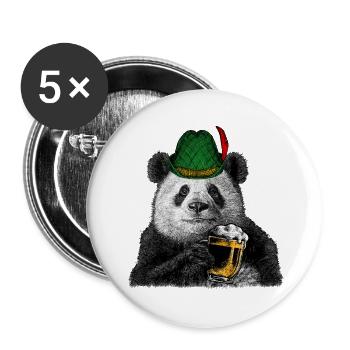 Panda mit Bier / Lustig, Humor - Buttons groß 56 mm (5er Pack) - Weiß - Vorne