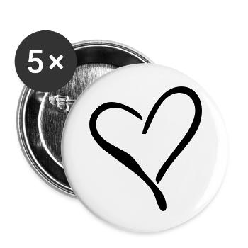 heart - Buttons large 2.2''/56 mm (5-pack) - white - Front