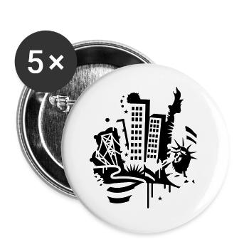 Ein New York City Design im Graffiti Stil - Buttons groß 56 mm (5er Pack) - Weiß - Vorne