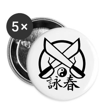 Wing Chun Ying Yang - Buttons groß 56 mm (5er Pack) - Weiß - Vorne