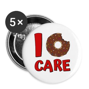 Donut disant I Care Donut en rouge - Lot de 5 grands badges (56 mm) - blanc - Devant