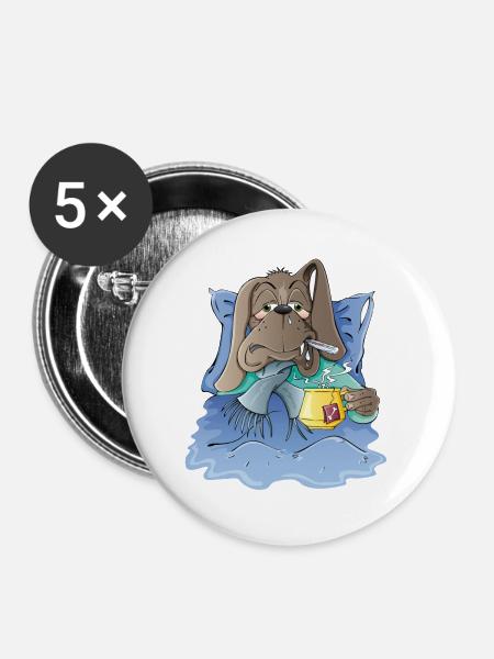 Hundeelend - Buttons groß 56 mm (5er Pack) - Weiß