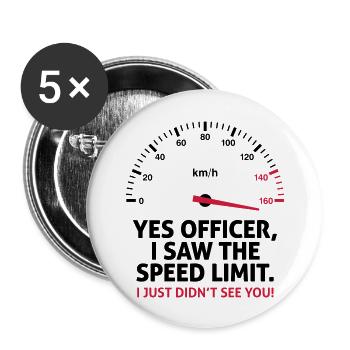 I m driving too fast. I do not care! - Buttons large 2.2''/56 mm (5-pack) - white - Front