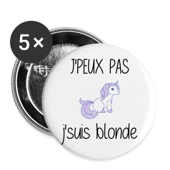 j'peux pas j'suis blonde - Lot de 5 grands badges (56 mm) - blanc - Devant