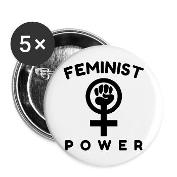 Feminismus Feministin Feminist - Buttons groß 56 mm (5er Pack) - Weiß - Vorne
