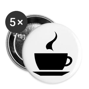 coffee cup tea cafe - Lot de 5 grands badges (56 mm) - blanc - Devant