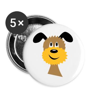 Hund - Buttons groß 56 mm (5er Pack) - Weiß - Vorne