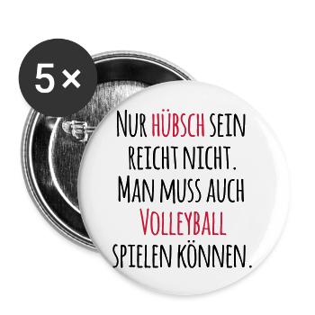 VolleyballFREAK Hübsch sein Volleyball M - Buttons groß 56 mm (5er Pack) - Weiß - Vorne