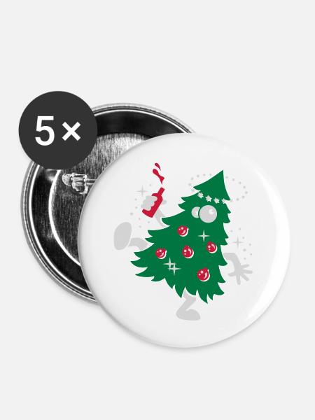 Beschwipste Weihnachten - Buttons groß 56 mm (5er Pack) - Weiß