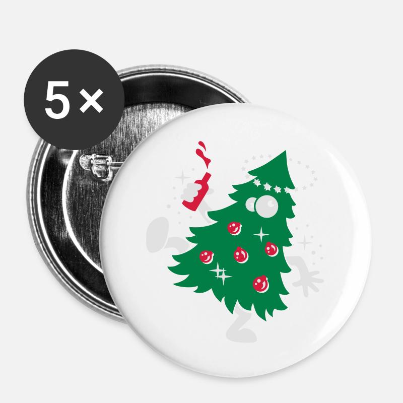 Beschwipste Weihnachten - Buttons groß 56 mm (5er Pack) - Weiß