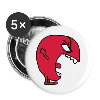 bigmonster - Lot de 5 grands badges (56 mm) - blanc - Devant