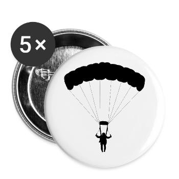parachute fallschirmspringen parachuting skydiver - Buttons groß 56 mm (5er Pack) - Weiß - Vorne