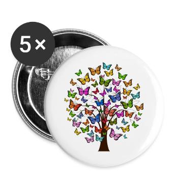 baum tree baumstamm wald forest woods77 - Buttons groß 56 mm (5er Pack) - Weiß - Vorne