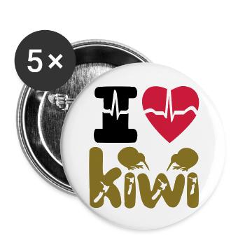 ICH LIEBE KIWI - Buttons groß 56 mm (5er Pack) - Weiß - Vorne