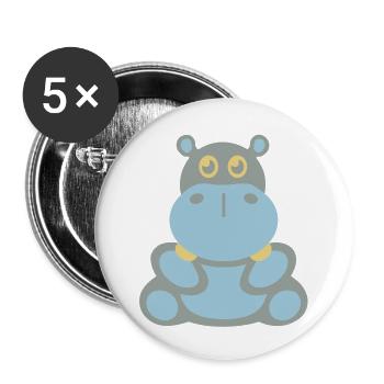 Hippopotame (hippopotame) - Lot de 5 grands badges (56 mm) - blanc - Devant