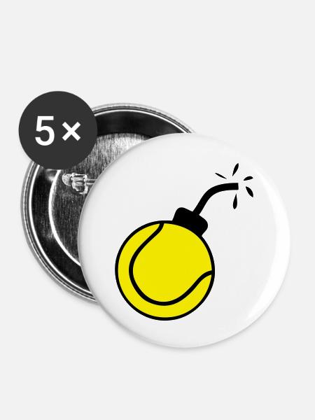 Bombe Ball tennis1 - Buttons groß 56 mm (5er Pack) - Weiß