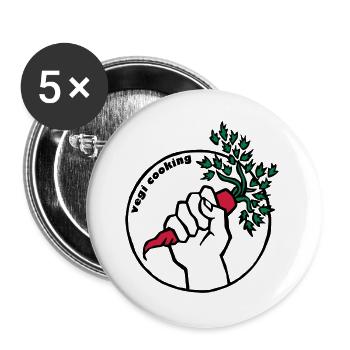 Vegan - Buttons groß 56 mm (5er Pack) - Weiß - Vorne