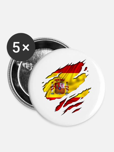 españa flagge spain - Buttons groß 56 mm (5er Pack) - Weiß