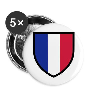 blason, écusson, drapeau France (T) - Lot de 5 grands badges (56 mm) - blanc - Devant