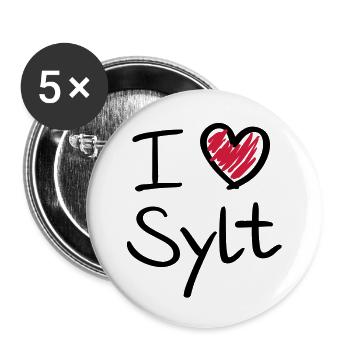 i_love_sylt__f2 - Buttons groß 56 mm (5er Pack) - Weiß - Vorne