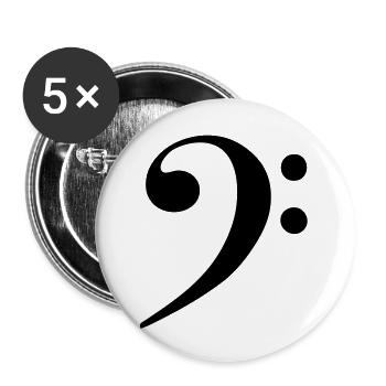 cle de fa note musique - Lot de 5 grands badges (56 mm) - blanc - Devant