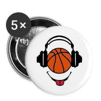 headphones headphones dj basketball smiley1 - Buttons large 2.2''/56 mm (5-pack) - white - Front