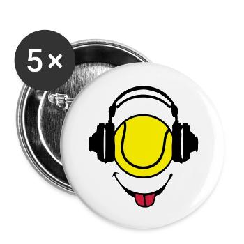 headphones headphones dj tennis smiley1 - Buttons large 2.2''/56 mm (5-pack) - white - Front
