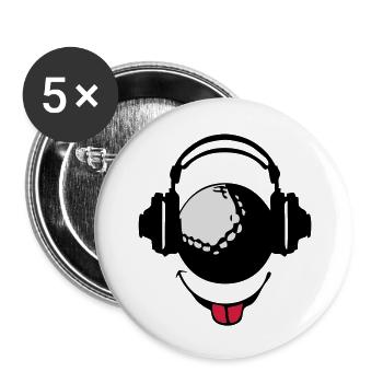 headphones headphones dj golf smiley1 - Buttons large 2.2''/56 mm (5-pack) - white - Front