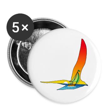 Voyage of a bird and a boat - Buttons large 2.2''/56 mm (5-pack) - white - Front