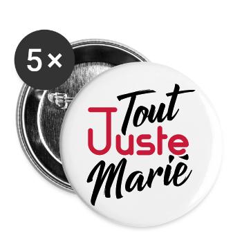 tout juste marié - homme - Lot de 5 grands badges (56 mm) - blanc - Devant