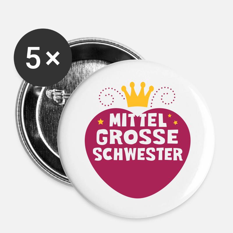 Medium sister - 2C - siblings - Buttons large 2.2''/56 mm (5-pack) - white
