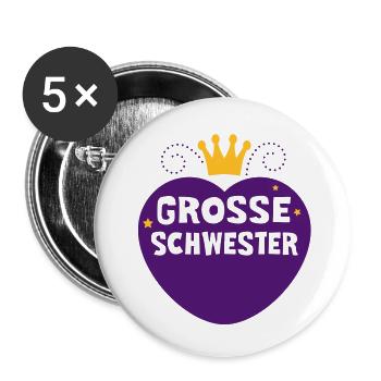 Big sister - 2C - siblings - Buttons large 2.2''/56 mm (5-pack) - white - Front