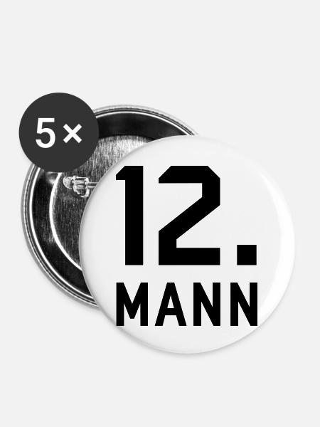 Zwölfter Mann - Buttons groß 56 mm (5er Pack) - Weiß