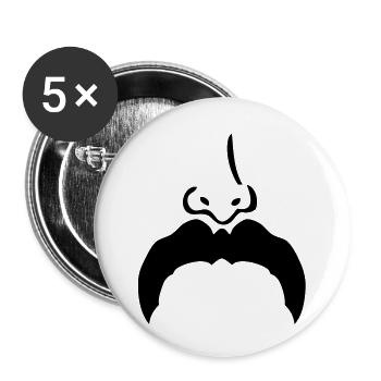 Schnurrbart Schnurrbart Nase nose7 - Buttons groß 56 mm (5er Pack) - Weiß - Vorne