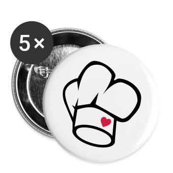 Kochmütze - Buttons groß 56 mm (5er Pack) - Weiß - Vorne