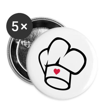 Kochmütze - Buttons groß 56 mm (5er Pack) - Weiß - Vorne