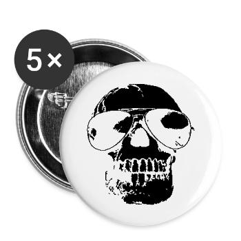 Cool Skull - Buttons large 2.2''/56 mm (5-pack) - white - Front
