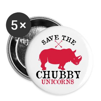 Save the Chubby Unicorns - Buttons groß 56 mm (5er Pack) - Weiß - Vorne