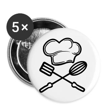 ruehrgeraet wender 2 emblem kochmuetze hut chef ko - Buttons groß 56 mm (5er Pack) - Weiß - Vorne